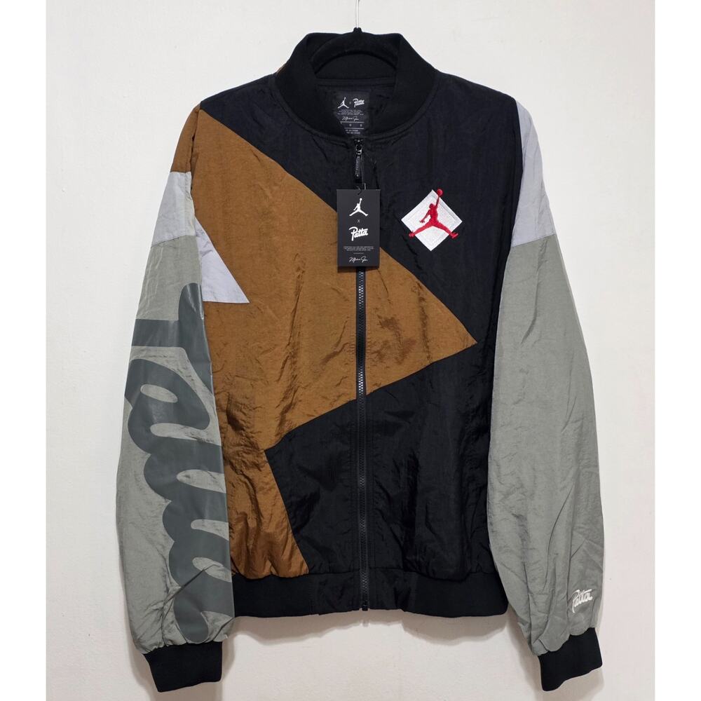 Jordan x Patta Track Jacket Men's Size Large AO4384-010 Black Brown Grey New